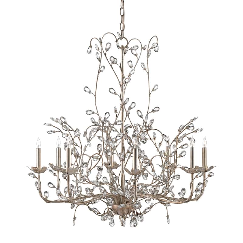 Currey & Company Crystal Bud Silver Large Chandelier - 33"h x 33"dia - 33"h x 33"dia - Silver Granello