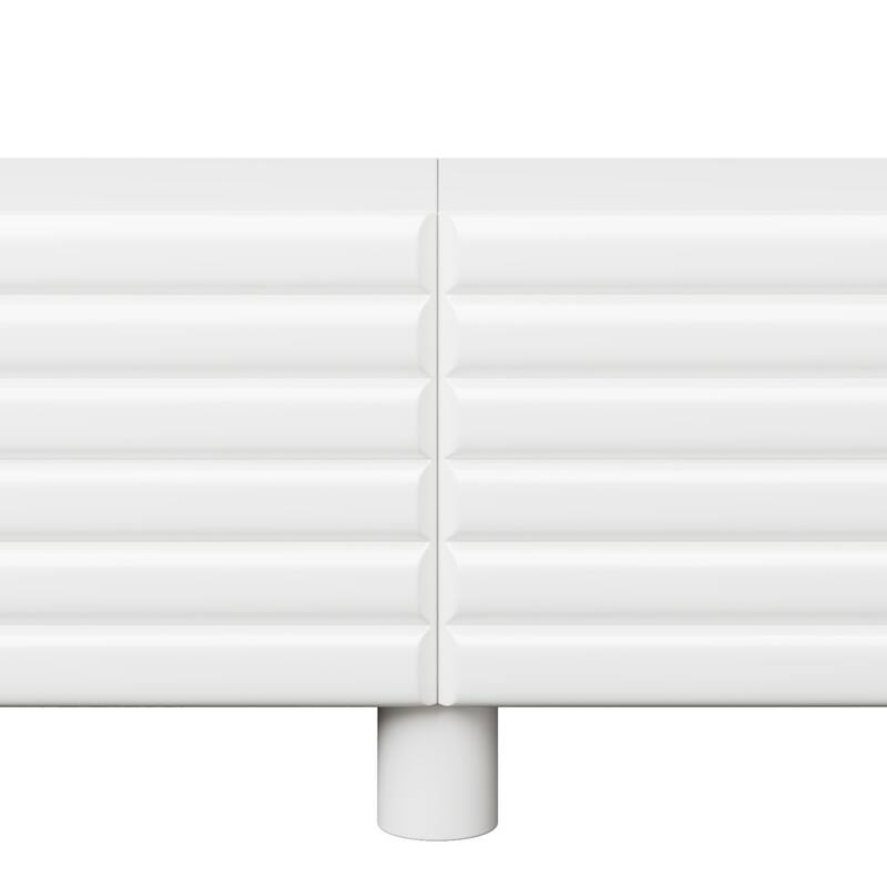 Cream Style TV Stand with Thick Wavy Doors, for TVs Up to 75" - 70.8" W × 14.9" D × 22.8" H