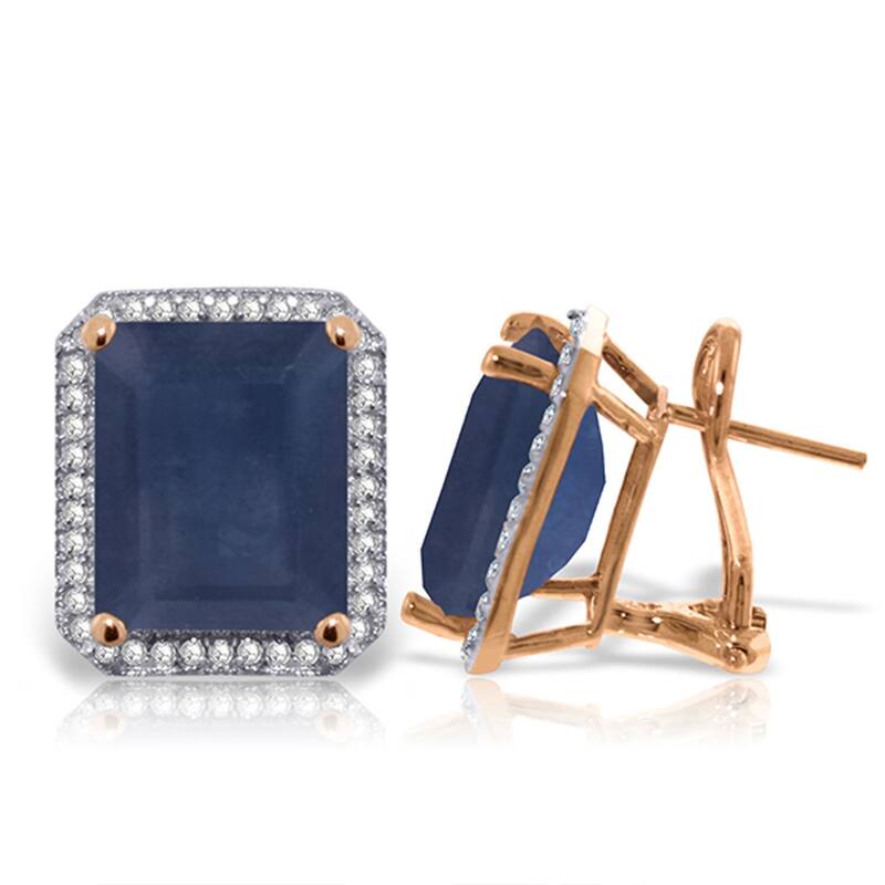 13.2 Carat 14K Solid Gold French Clips Earrings Diamond Sapphire - Rose