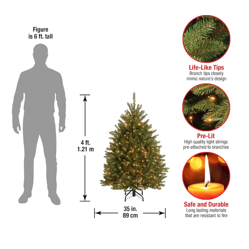 National Tree Company 4 ft. Dunhill Fir Tree with Clear Lights - 4 Foot
