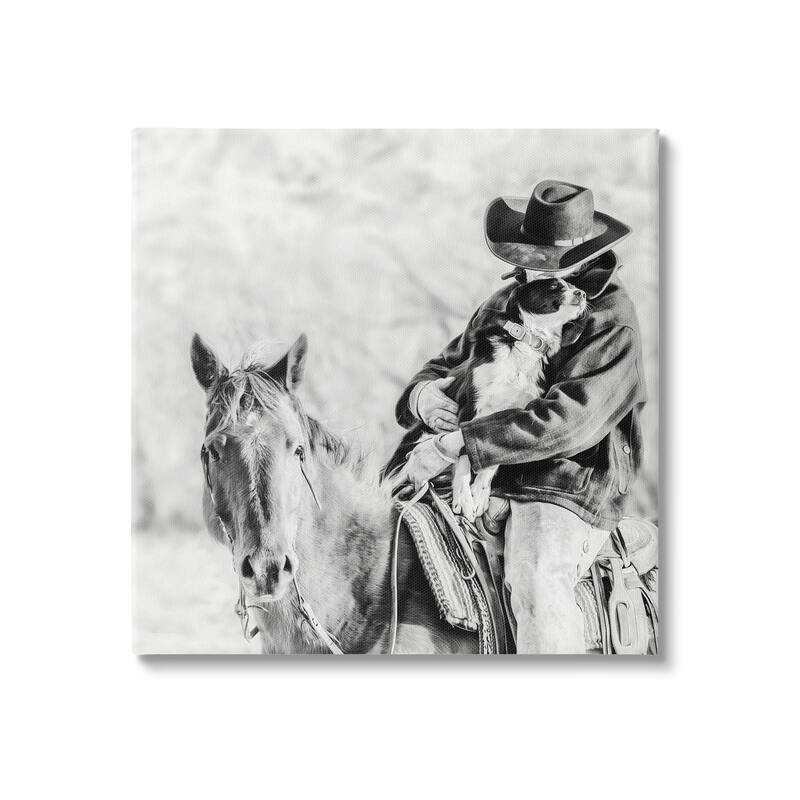Stupell Cowboy Hugging Dog Canvas Wall Art Design by PBurchettePhoto - 30 x 30