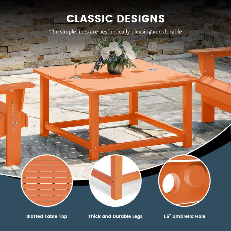 Altura Outdoor 5-Piece Adirondack Chair With Square Coffee Table Conversation Set