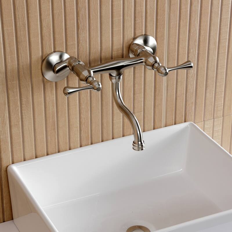 Kingston Brass Kingston Two-Handle 2-Hole Wall Mount Bathroom Faucet