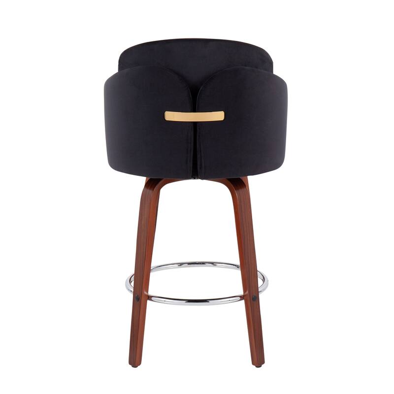 Dahlia Counter Stool with Walnut Wood (Set of 2)