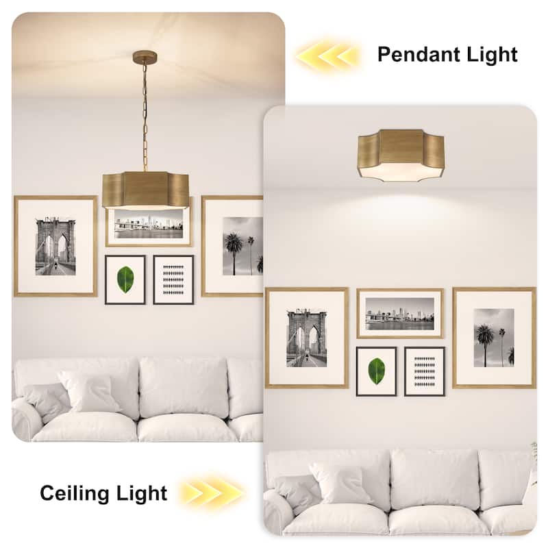 Starsky 3-light 15in. Modern Gold Drum Geometric Chandelier - Antique