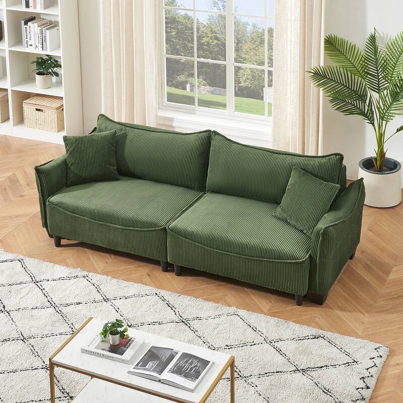 Sofa can be Converted into A Sofa Bed with Two Throw Pillows - Green