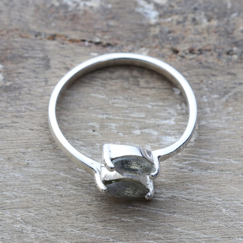 Novica Handmade Wrapped In Harmony Rainbow Moonstone Band Ring