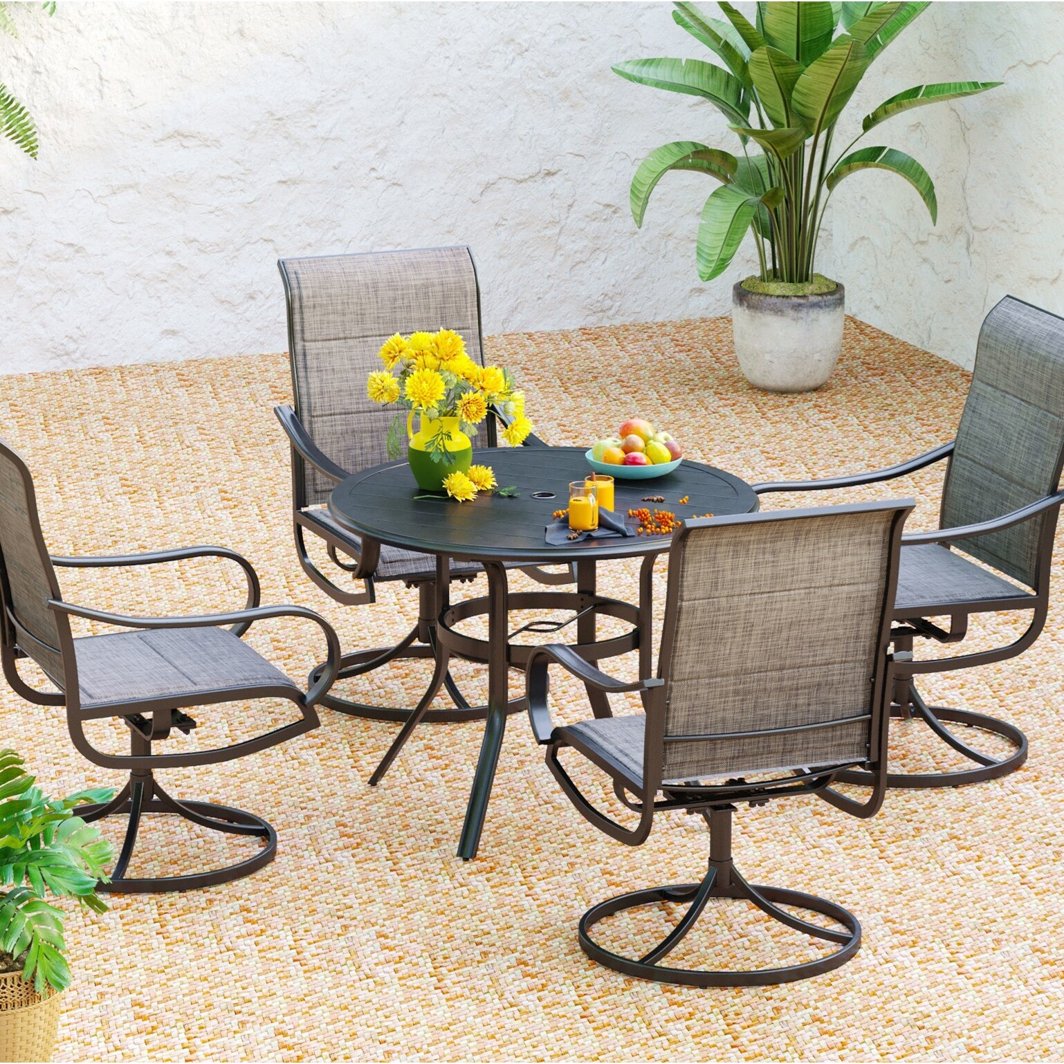 Patio dining set hotsell with sling chairs