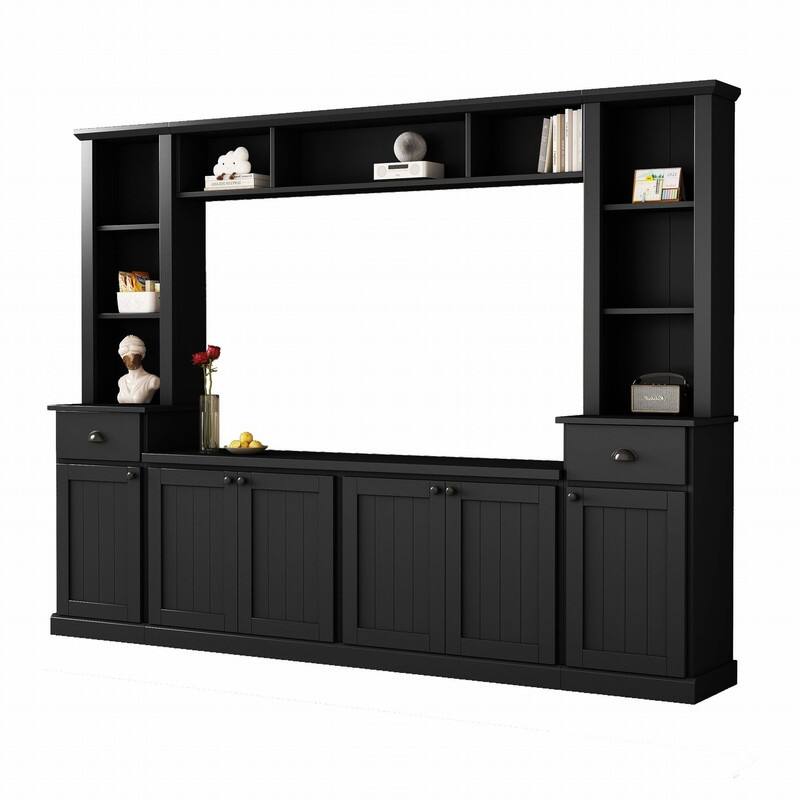 Modern 4-Piece Entertainment Wall Unit Set, Large TV Stand Media Console for TVs Up to 75"