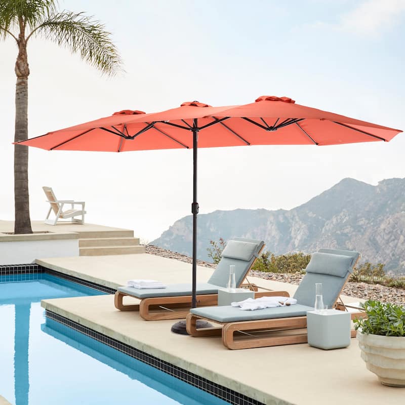 HOMEFUN 14.8 Ft Double Sided Outdoor Umbrella Rectangular Large with Crank