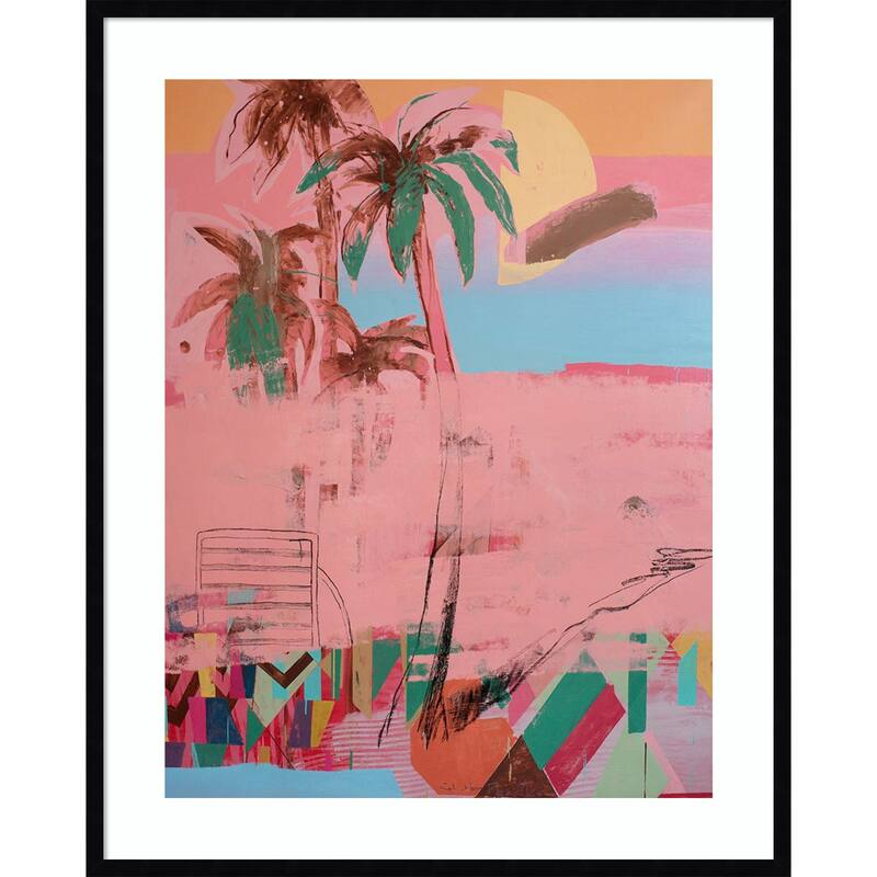 Palm - Transformation by Glib Franko Wood Framed Wall Art Print - Svelte Noir Black