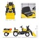 preview thumbnail 7 of 9, Pedal-Powered Kids Ride-On Excavator with Working Dirt Bucket, Detachable Trailer, 6 Wheels, and Sturdy Metal Frame - Yellow
