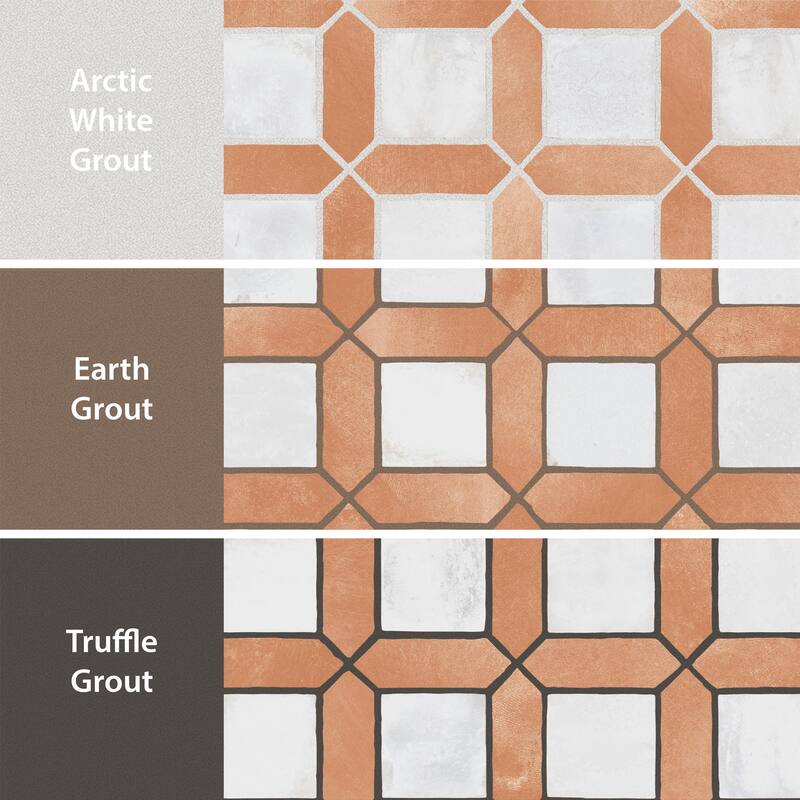 Merola Tile Picket Arendel Terra with White Square 14-5/8" x 22-1/2" Porcelain Floor and Wall Tile