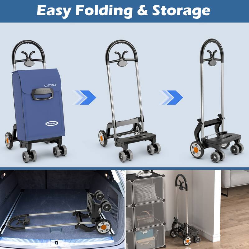 Costway Folding Shopping Cart Utility Hand Truck with Rolling Swivel - See Details