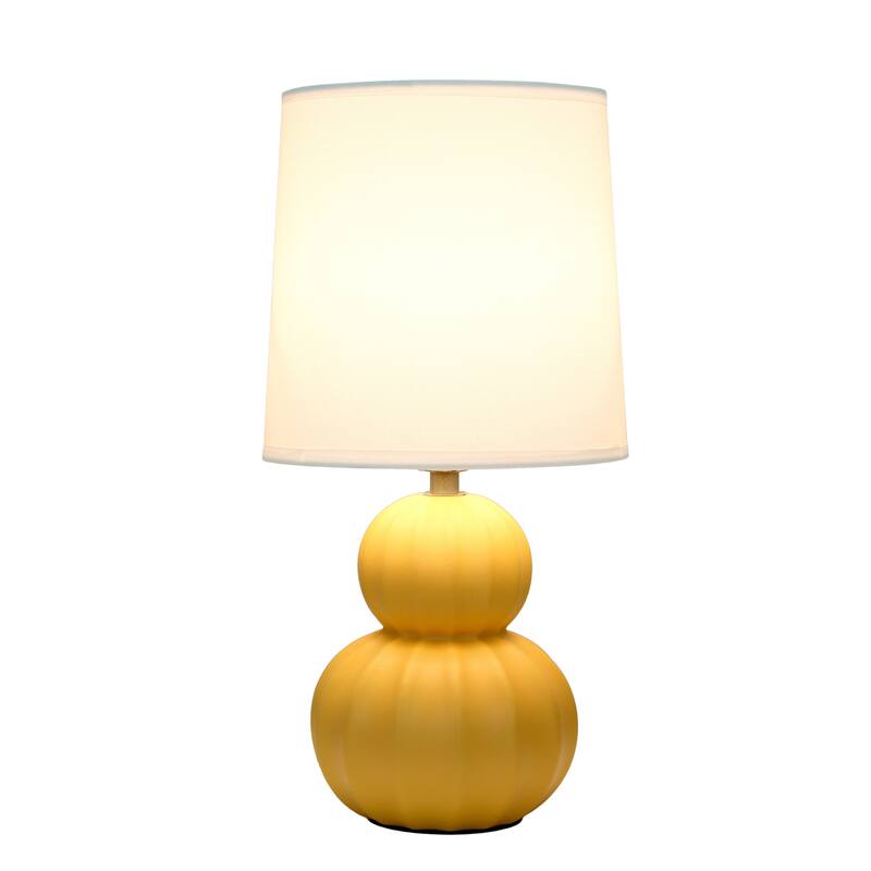 Double Gourd Ceramic Table Lamp with Fabric Shade - 6 x 6 x 13 in. (L x W x H)