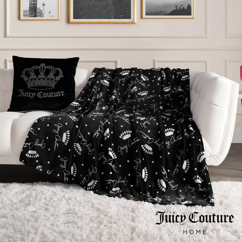 Juicy Couture Crown Script 50" x 70" Plush Throw