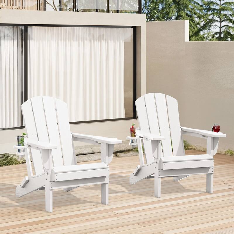 Foldable HDPE Adirondack Chair with Dual Cup Holders