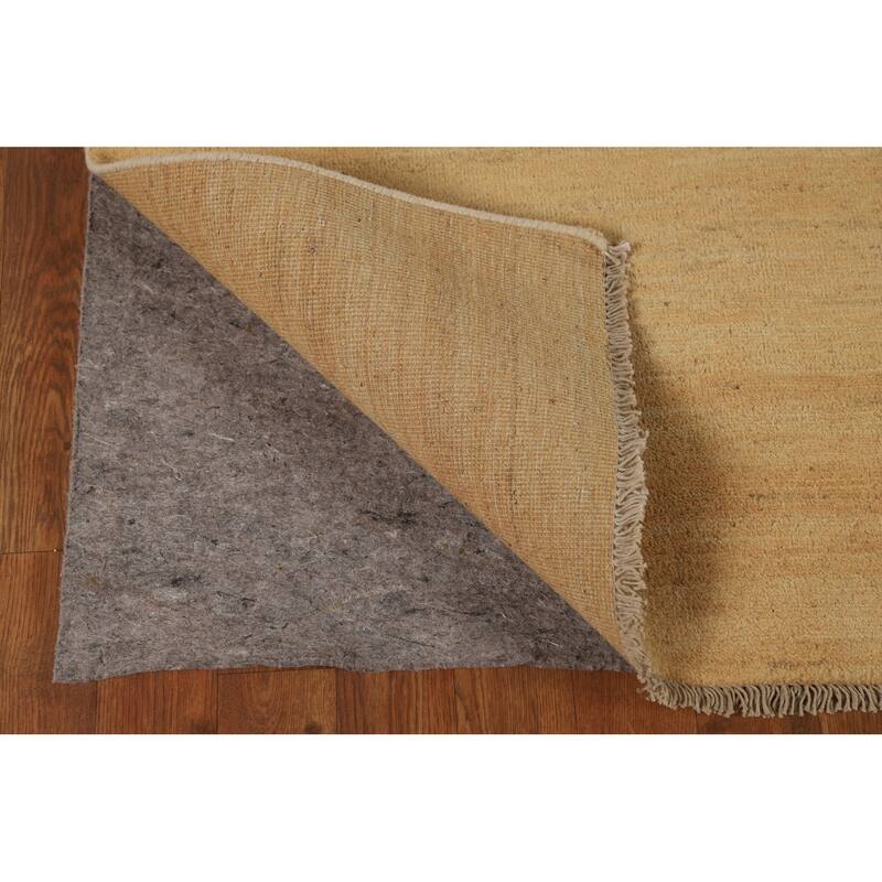 Gold Striped Modern Gabbeh Oriental Rug Handmade Wool Carpet - 4'10"x 6'6"