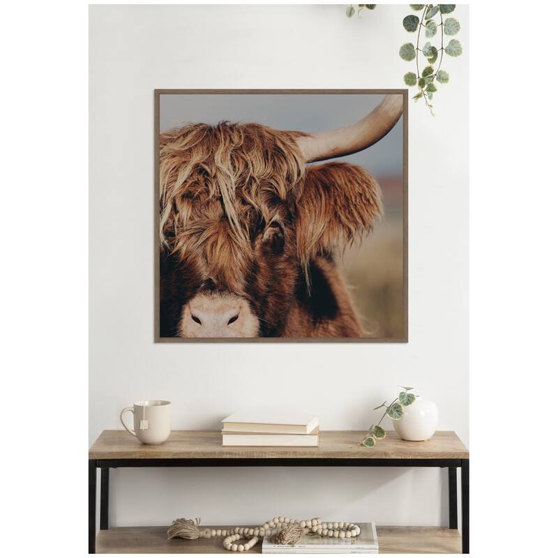 Kate and Laurel Highland Cow by Laura Evans Framed Canvas Wall Art Print