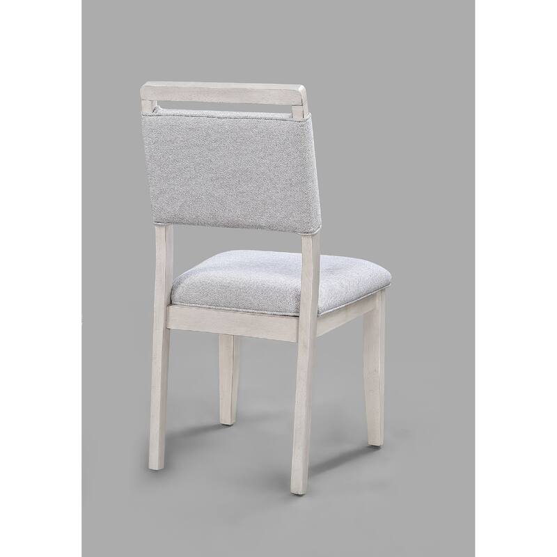 Contemporary Dining Chairs Set of 2 Light Gray Fabric Cushion Side Chairs Kitchen Dining Room Furniture Dark Finish