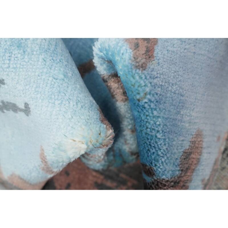 Hand Knotted Oriental Viscose Silk Carpet Modern Abstract Multi-Colored Abstract Area Rug - 4' 0'' X 2' 0''