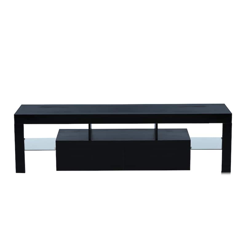 Modern TV Stand with 16-Color LED Lights, Remote Control, Strong Cabinet Support, Fits 65-Inch TVs
