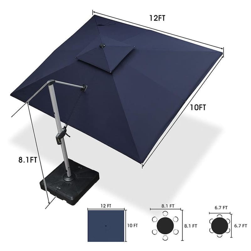 PURPLE LEAF Double Top 9x11/9x12/10x12/10x13ft Rectangle Umbrella Large Cantilever Outdoor Classic Umbrella