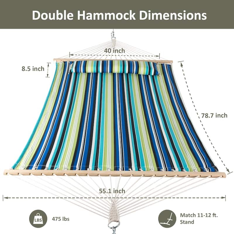 78'' Quilted 2 Person Hammock Beach Swing with Spreader Bars&Pillow - 55.1*122*1
