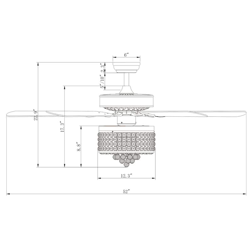 Silver Orchid Nissen Chrome 52 inch 5 Blade Ceiling Fan - 52-inches Diameter - 52-inches Diameter