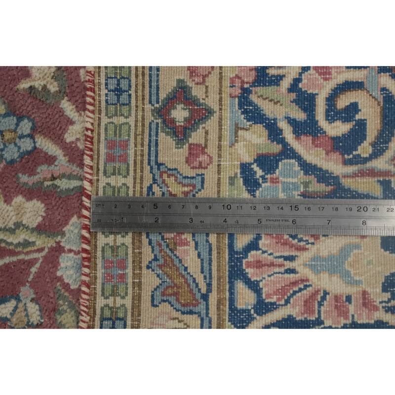 Hand Knotted Oriental 100% Wool Carpet Traditional Floral Pink Kerman Area Rug - 10' 9'' X 7' 10''