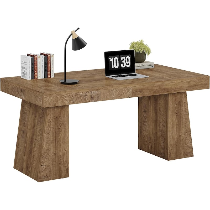 55" Executive Desk, Office Desk with Double Pedestal for Home Office