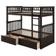 preview thumbnail 13 of 15, Espresso Convertible Twin Over Twin Bunk Bed With Drawers With Fence-shaped Guardrail