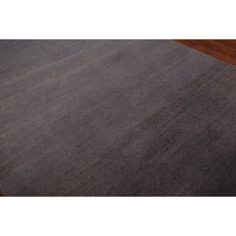 Modern Gray Gabbeh Oriental Foyer Rug Hand-Knotted Wool Carpet - 3'2" x 4'10"