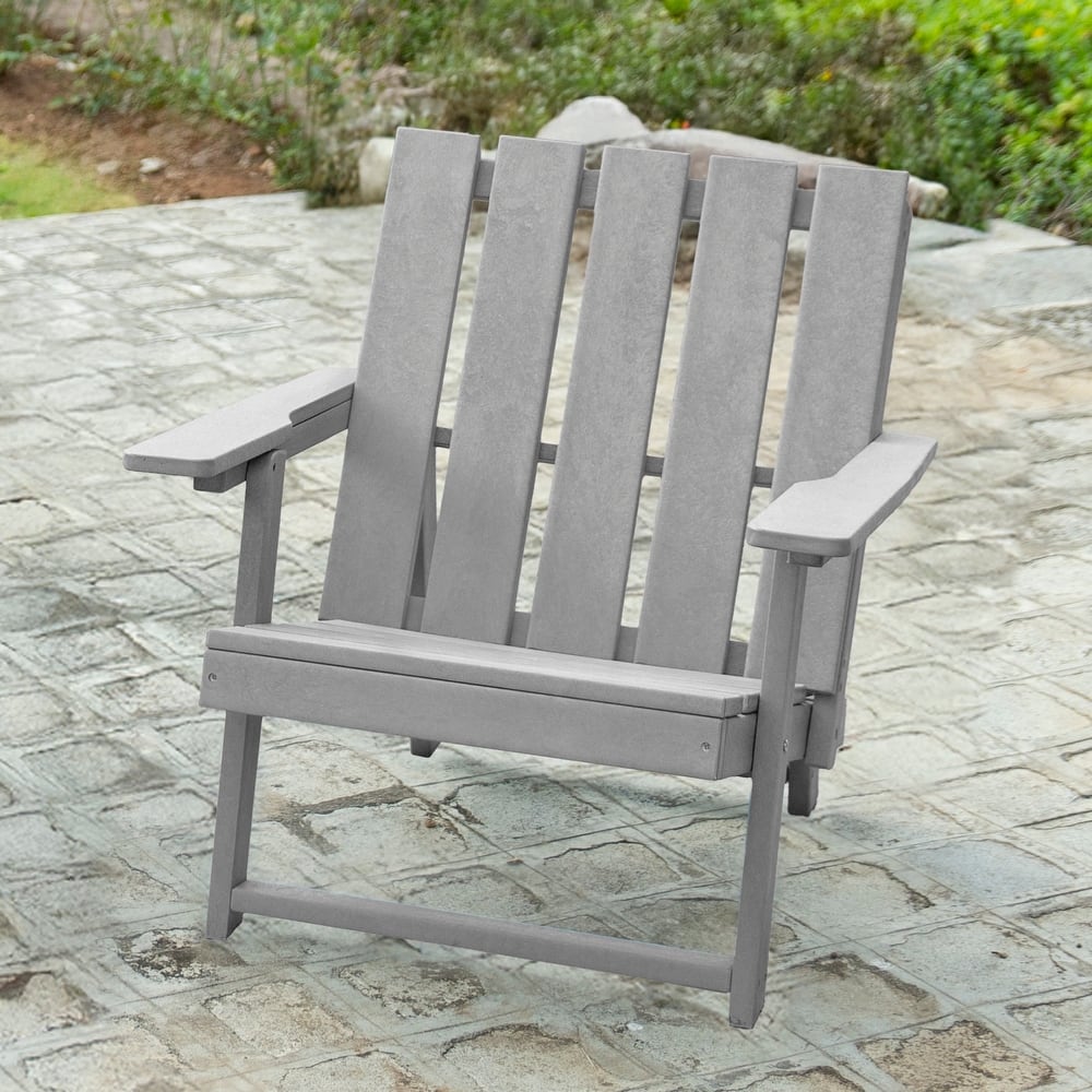 Shoreline Fully Assembled All-Weather HDPE Outdoor Folding Modern Adirondack Chair