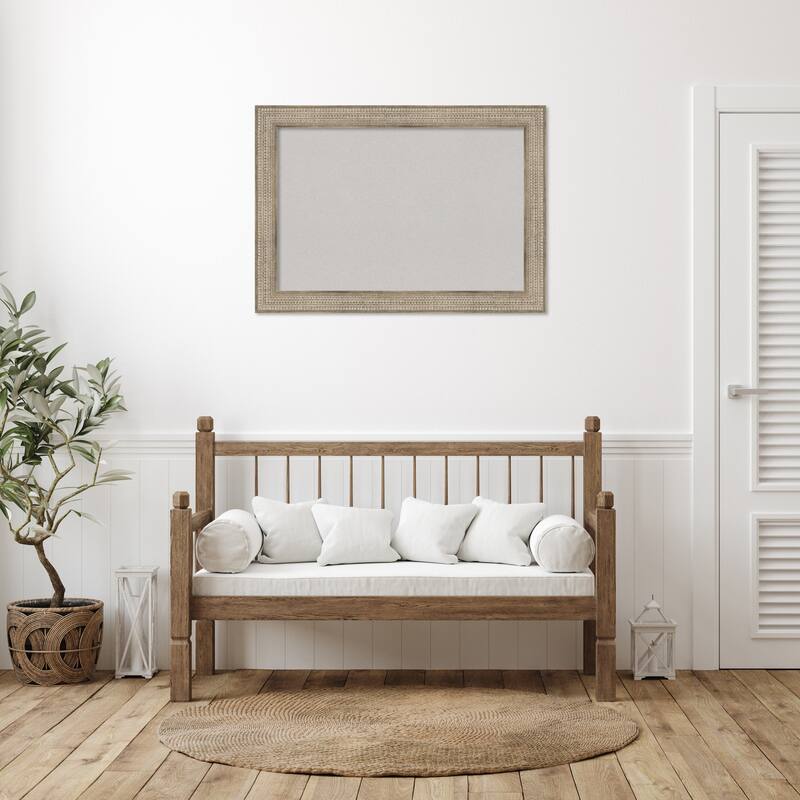 Trellis Silver Wood Framed Grey Corkboard Bulletin Board