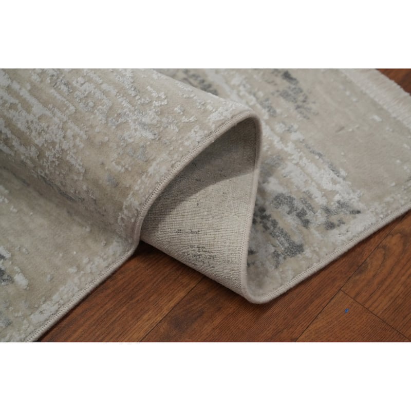 Machine Made Oriental Polyester Carpet Abstract Multi-Colored Distressed Area Rug - 7' 5'' X 5' 2''