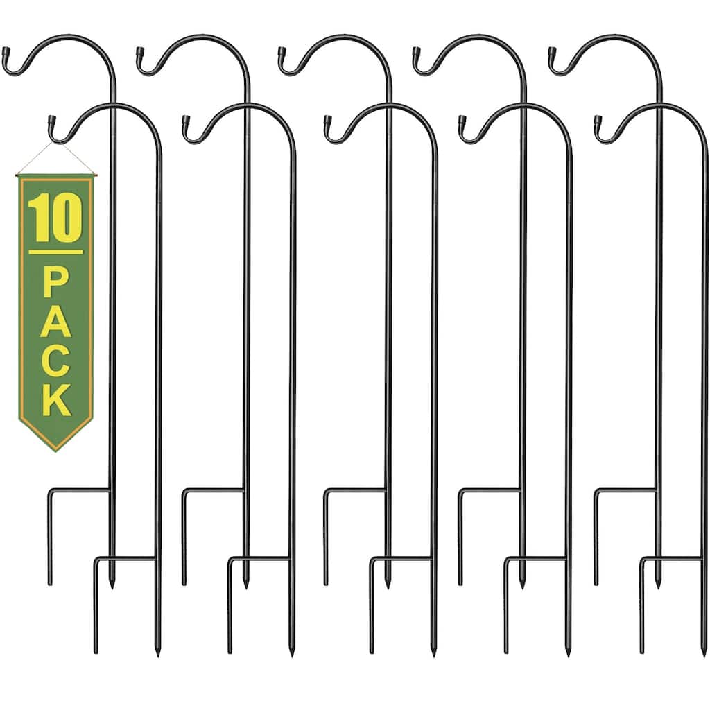 Sorbus Shepherds Hooks for Outdoor Extendable Garden Planter Stakes Bird Feeder Décor Lights Lanterns Flower Baskets - Set of 10