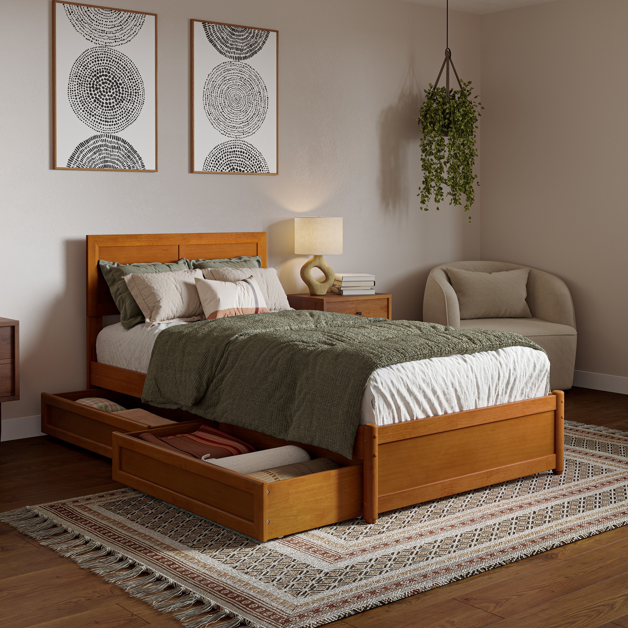 Lylah Platform Bed with Footboard & Set of 2 Storage Drawers