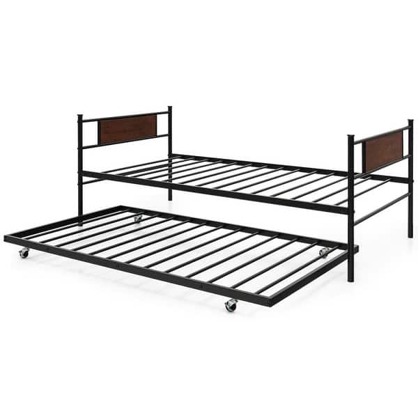 slide 2 of 9, Twin Size 2-In-1 Daybed Frame with Pullout Trundle