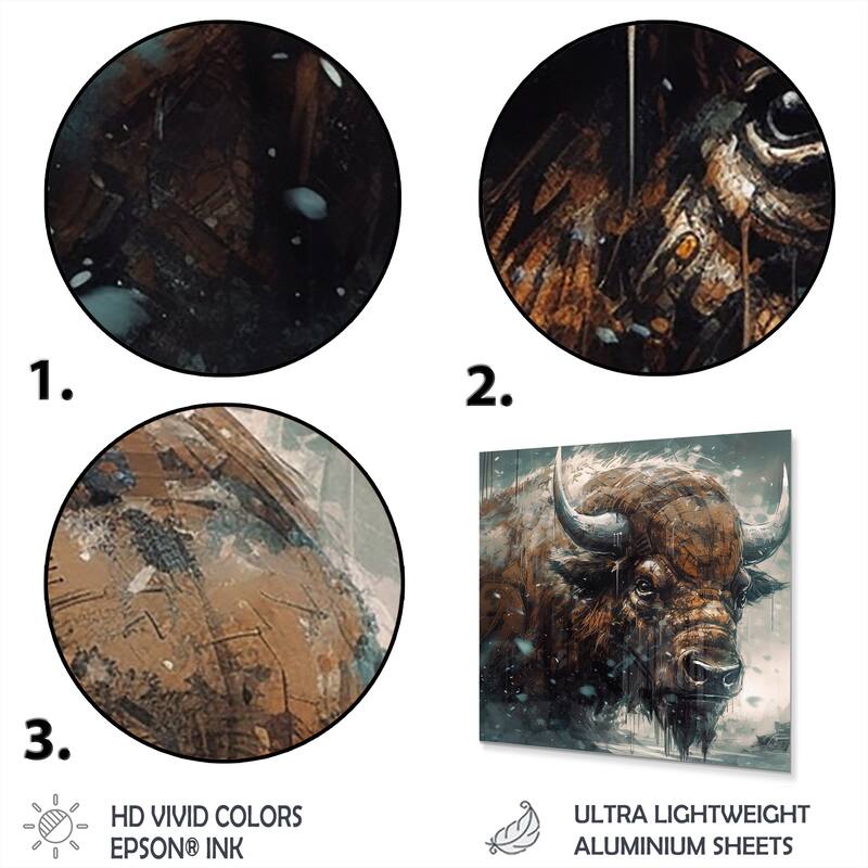 Designart "Bison Portrait In The Wild I" Animals Buffalo Metal Wall Art