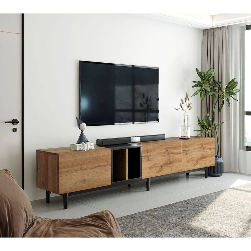 Modern TV Stand for 80'' TV with 3 Doors