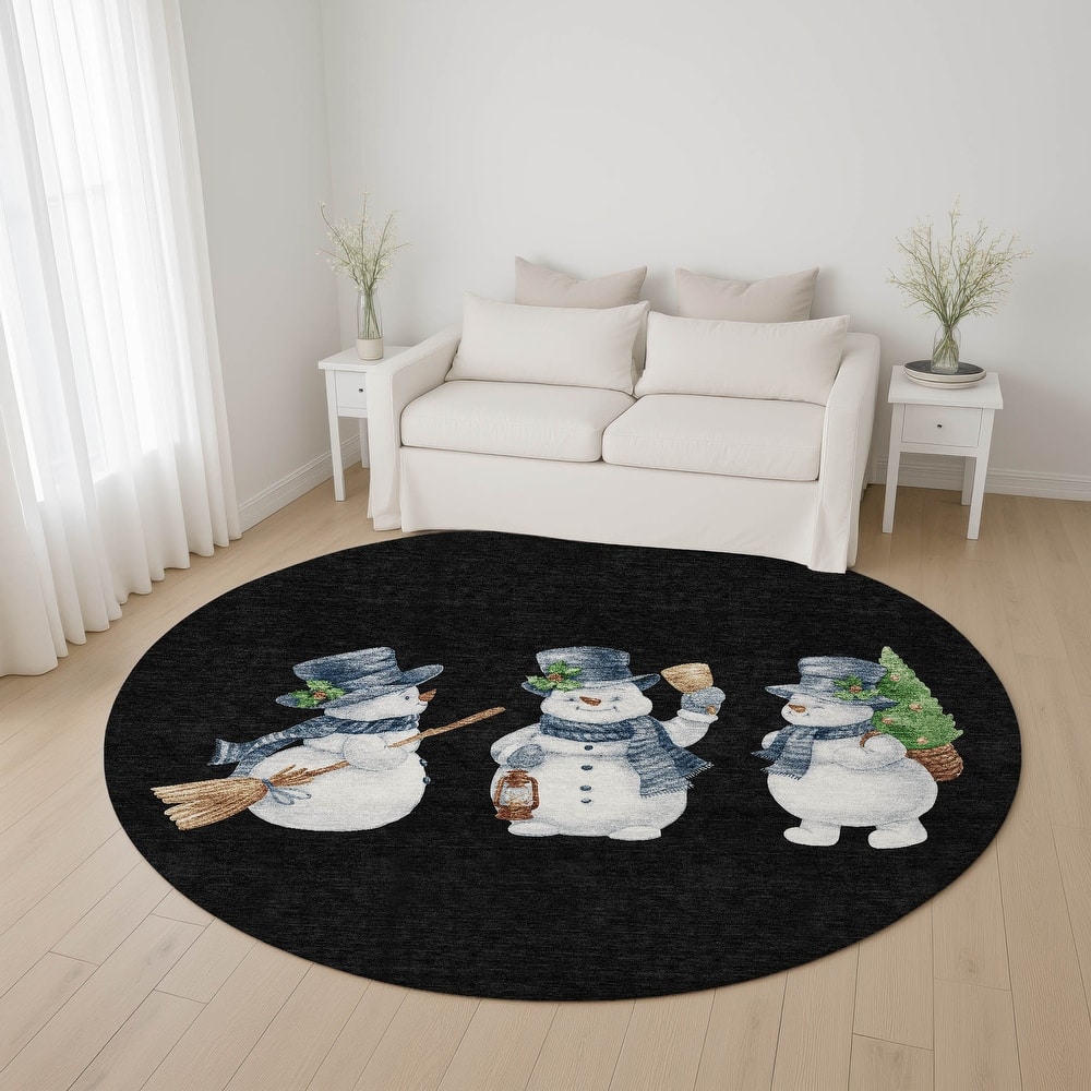 Premium Washable Super Soft Winter Holiday Snowman Mayfield Rug