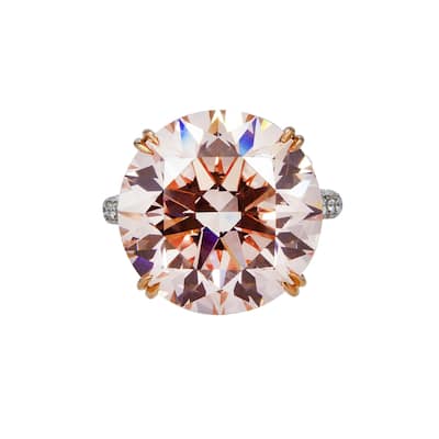 House Of Leon Platinum 19.27ct Round Fancy Vivid Pink Diamond Ring 21.18ctw GIA