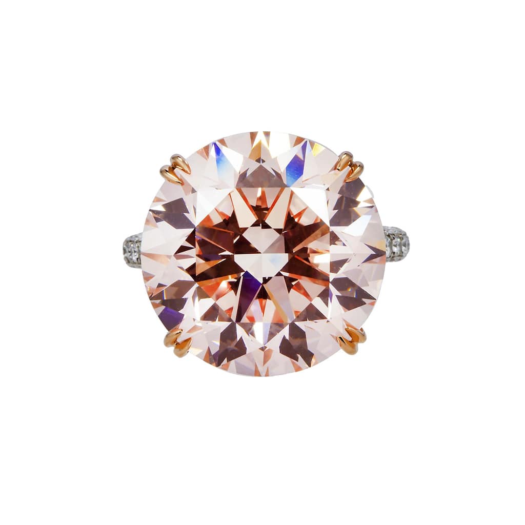 House Of Leon Platinum 19.27ct Round Fancy Vivid Pink Diamond Ring 21.18ctw GIA