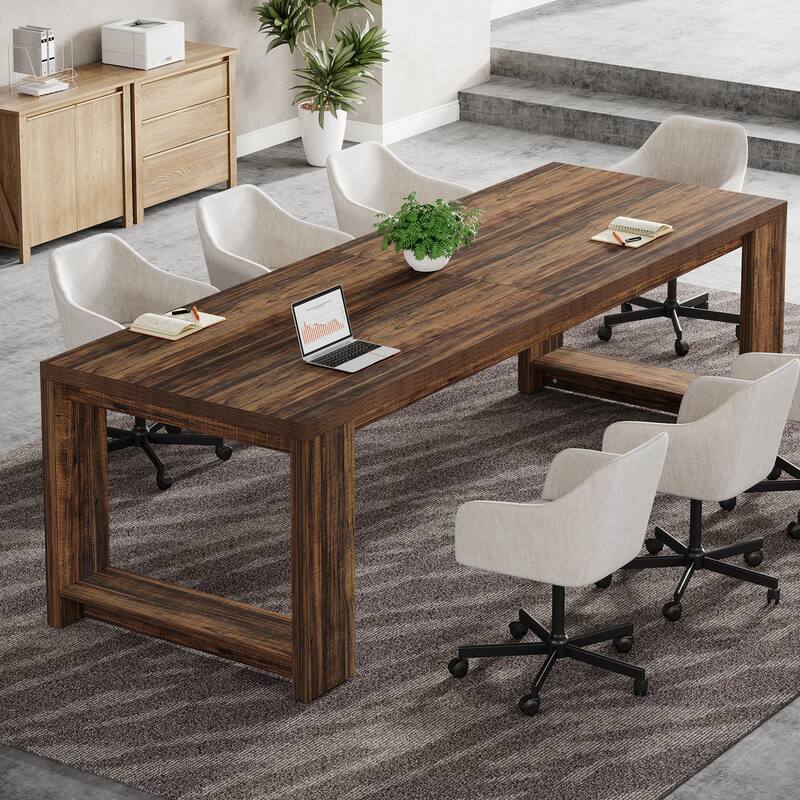 7 ft Modern Rectangle Conference Table for 6 to 8 People - 86.6" L x 27.6" W x 29.5" H