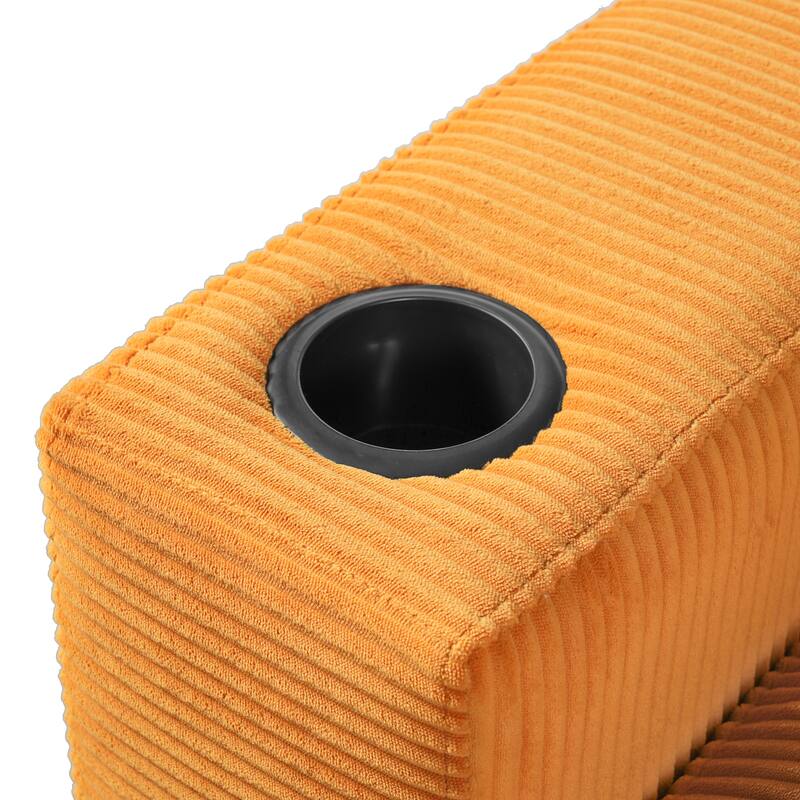 Roomfitters Oversized Chaise Lounge Chair with Storage Ottoman and Built-in USB Charging Port, Corduroy Sleeper Couch