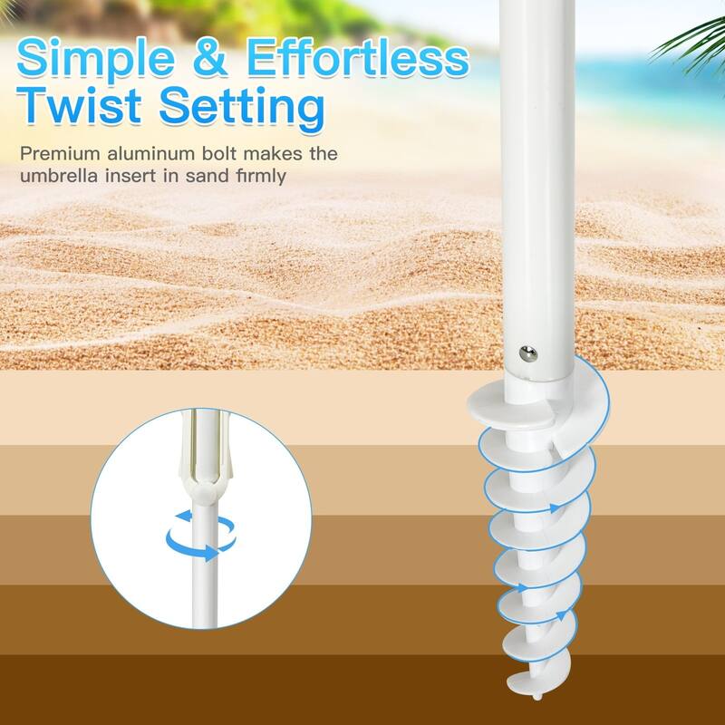 7.2 FT Portable Beach Umbrella with Sand Anchor and Tilt for Outdoor Use