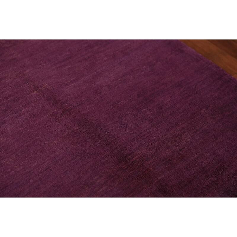 Purple Gabbeh Modern Rug Hand-Knotted Wool Carpet - 3'4" x 3'7"