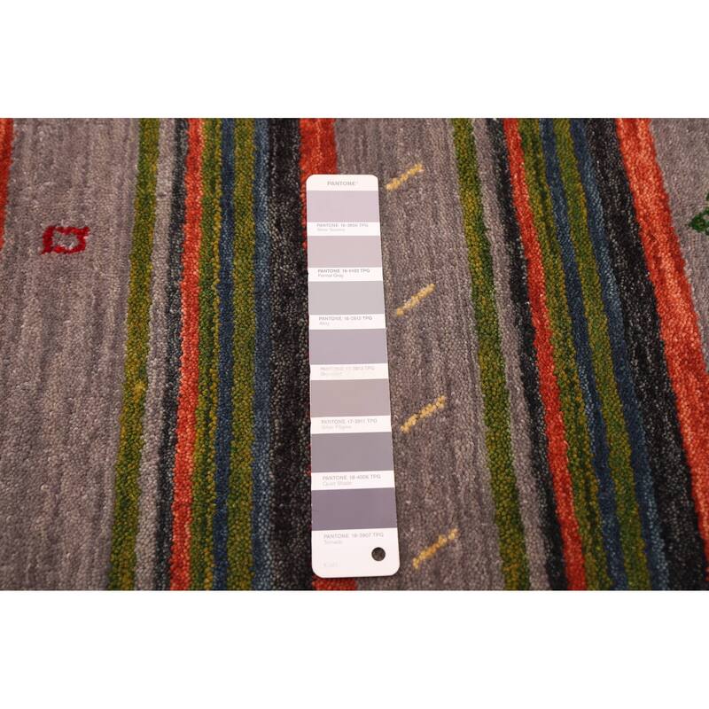 ECARPETGALLERY Hand Loomed Kashkuli Gabbeh Grey Wool Rug - 6'9 x 9'9