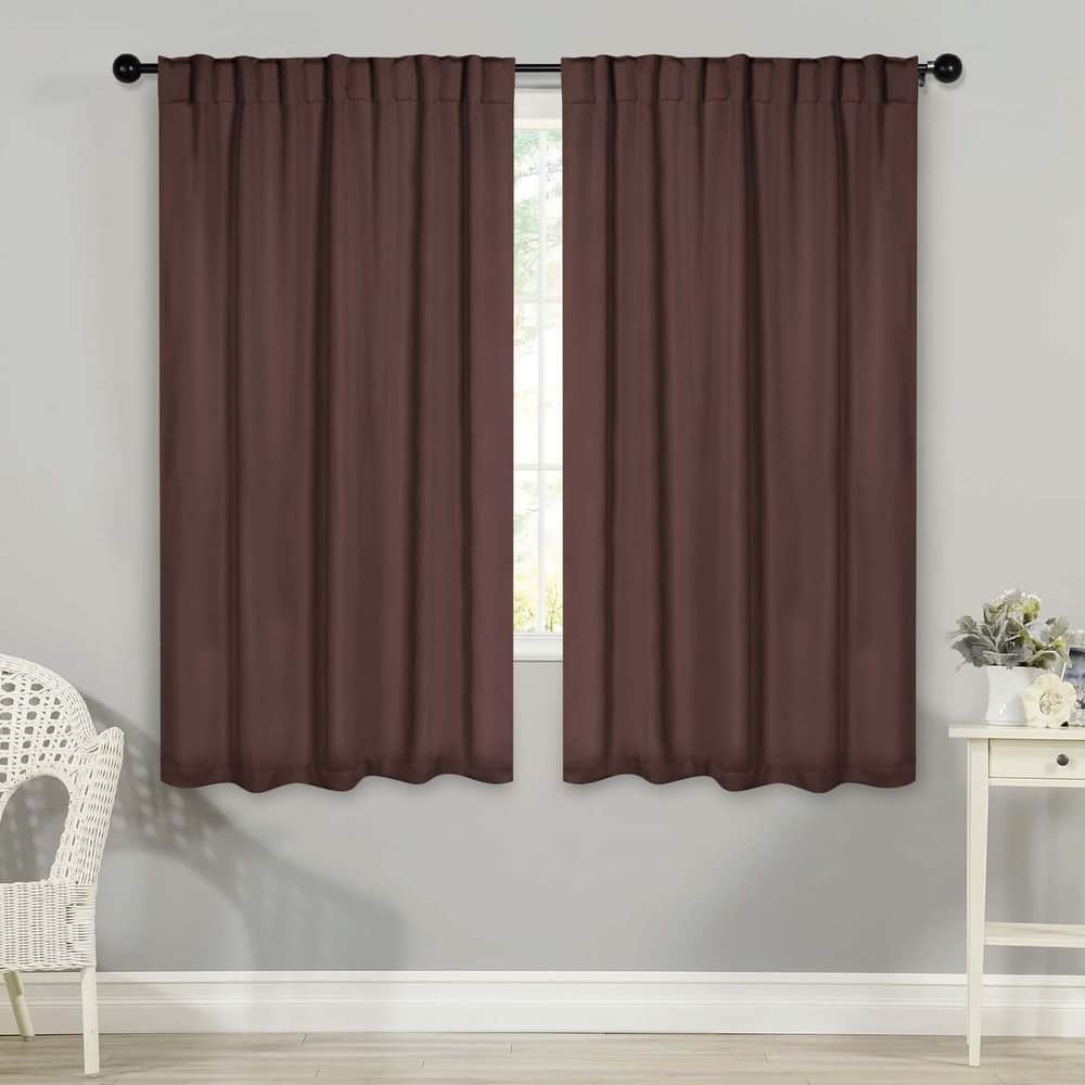 Superior Solid Machine Washable Room Darkening Blackout Curtains with Back Tabs, Set of 2